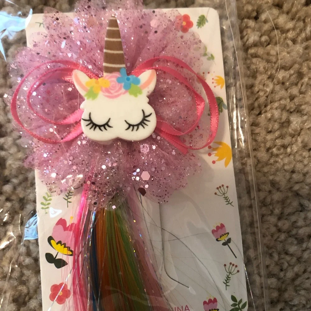 Girl unicorn hair extension clip